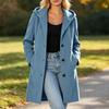 Women's Casual Hooded Single-Breasted Long Woolen Overcoat for Fall and Winter Everyday Wear