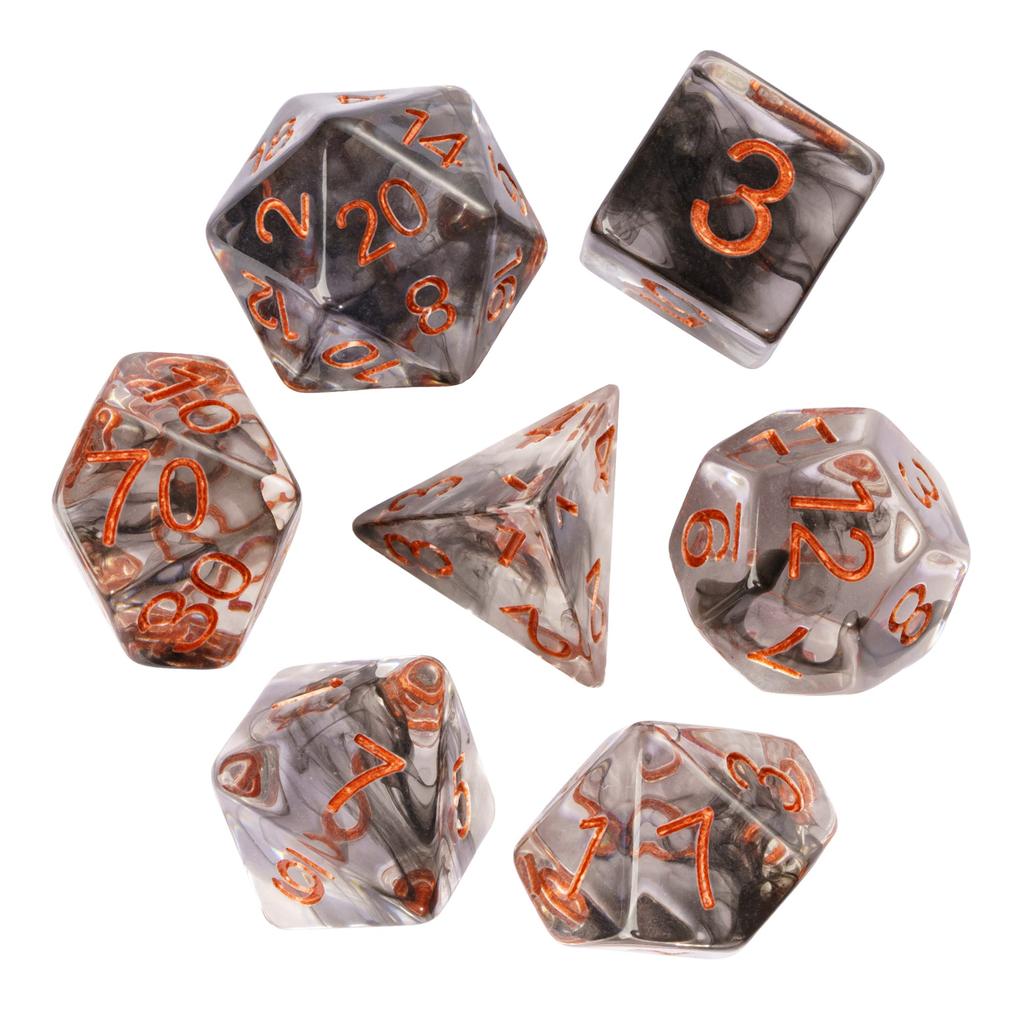 Cusdie D&D Rauchwürfel Dungeons and Dragons 7 mehrseitiges Würfelset D4 D6 D8 D10 D% D12 D20 für Rollenspiele Brettspiele
