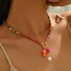 Bohemia Colorful Ceramic Fish Pendant Necklace for Women Handmade Beaded Pearl Starfish Necklace Summer Vacation Jewelry