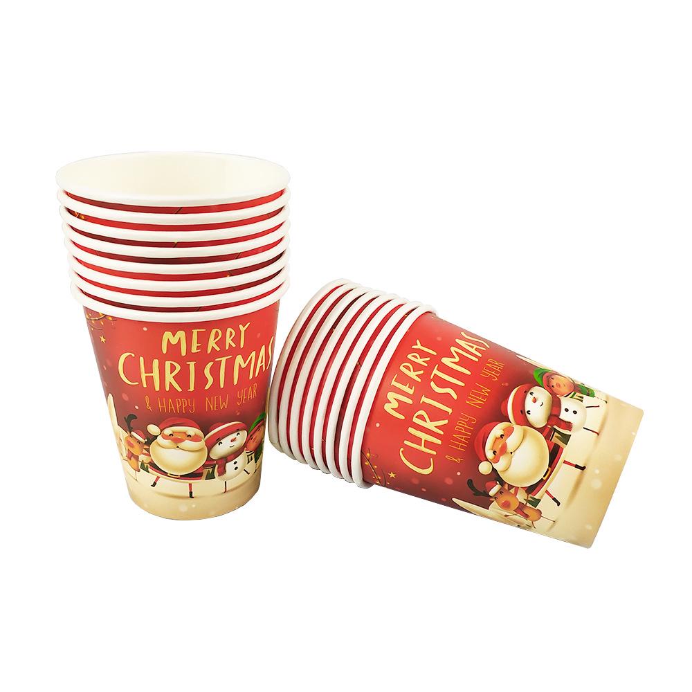 In-Stock Christmas & New Year Party Decoration Set: Thick Paper Cups, Plates, Tablecloth & Pull-Flag