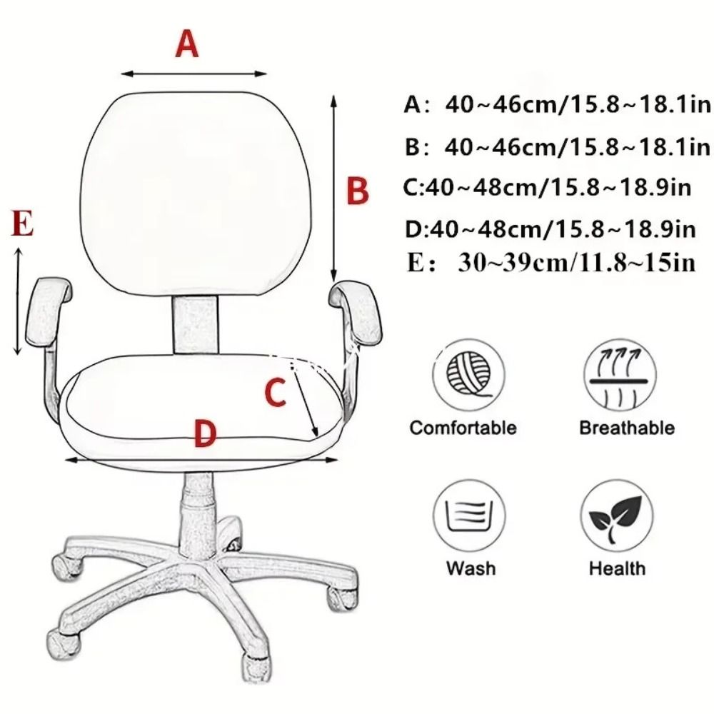 Solid Color Office Chair Covers Polyester Elastic Computer Split Seat Cover Stretchable Dustproof Chair Seat Slipcovers