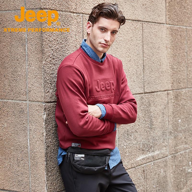 Jeep Men's Ribbed Collar Fleece Sweatshirt
