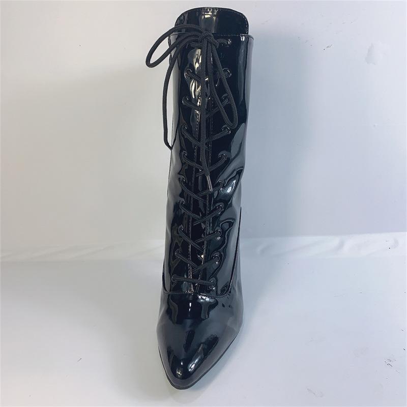 12Cm Low Boots Short Boots Trendy Adhesive Sole Women's Low Tube Black Round Head Self-inspection Fashion Knight Boots