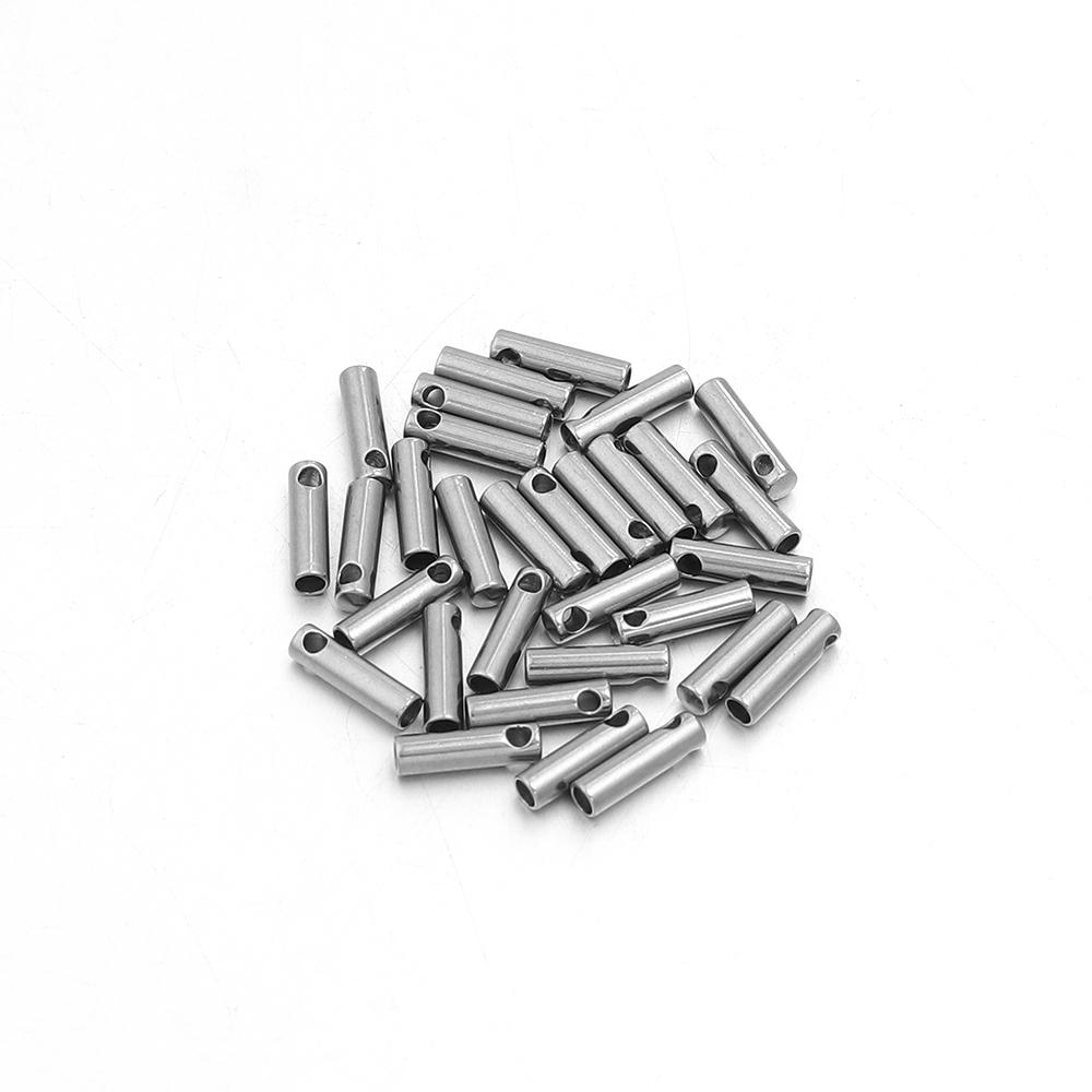 10-30pcs Stainless Steel Column End Tip Cap Crimp Clasps Connector For Jewelry Making Bracelet Necklace Leather Cord Accessories