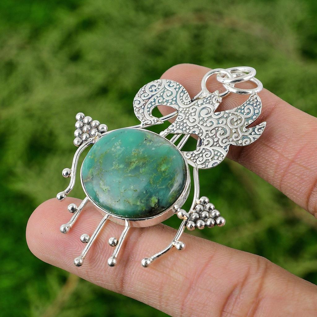 Töchtertag Sale Ovaler Chrysopras Stein 925 Silber Lünette Schwester Boho Anhänger