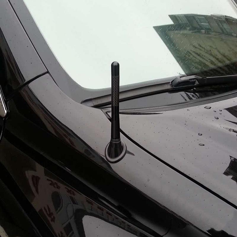 3.5cm/8cm/12cm Universal Car Short Radio Antenna Carbon Fiber Black Car Roof Antenna Radio Aerial FM/AM Metal Receiving Antennas