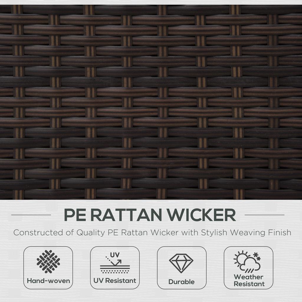 Single Seater Rattan Chair, PE Wicker Garden Armchair with 10 cm Thickened Cushion, All-Weather Rattan Garden Chair with Armrests, Brown