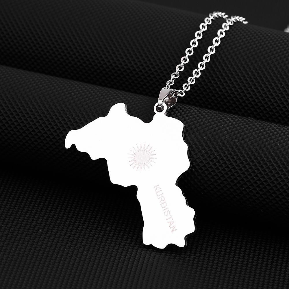 Kurdistan Pendant Necklace: Vintage Drip Oil Design, Stainless Steel for Men and Women