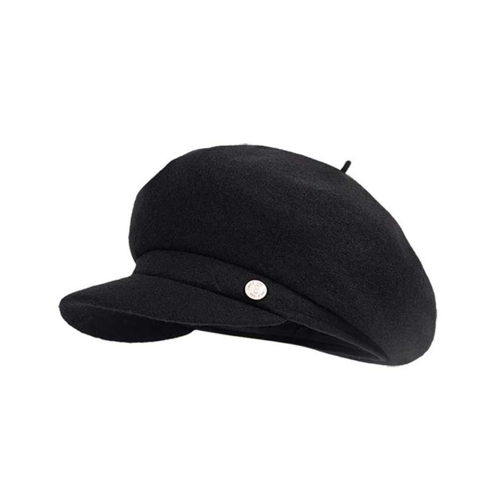 British Style Female Painter Cap Dome Women Artist Hat Vintage Octagonal Brimless Hat  Work чёрный