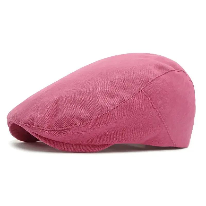 

Spring and Summer Cotton Solid Newsboy Caps Men Flat Cap Women Painter Beret Hats 19 56-60cm wear красный