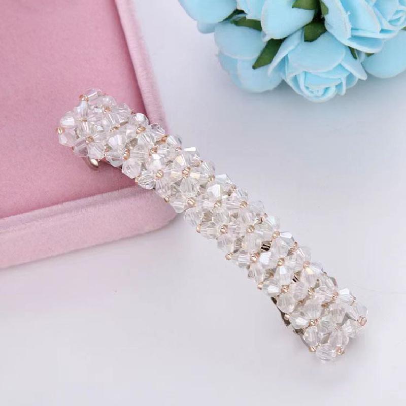 Elegant Crystal Rectangle Hair Clip Golden Metal Barrette Hairpin Hair Accessories