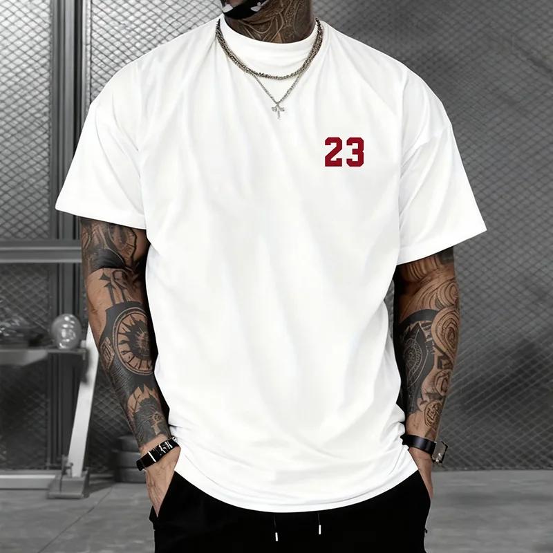 2026 Fashion Minimalist Print 23 Digital Design Mens TShirt Mature Casual Sporty Streetwear 100 Cotton Short Sleeve Shirt