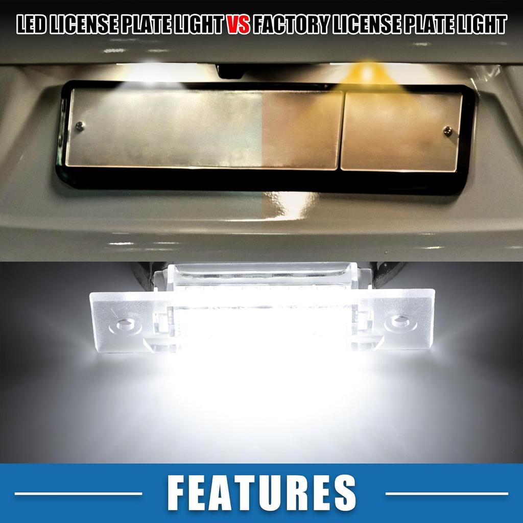 Car 6500K White LED License Plate Light Assembly No.9646316200101C 3528SMD for Porsche Boxster 986 99-04 for Porsche 964 993 ABS Clear (Set of 2)