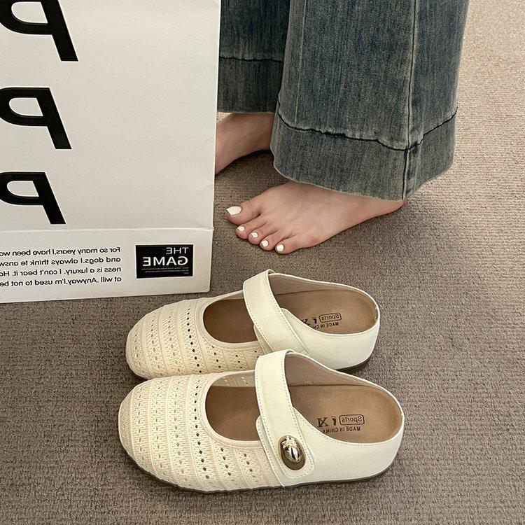 

Douyin popular inner height increase Baotou slippers women s 2025 summer new versatile Birkensimian niche hollow sandals 40