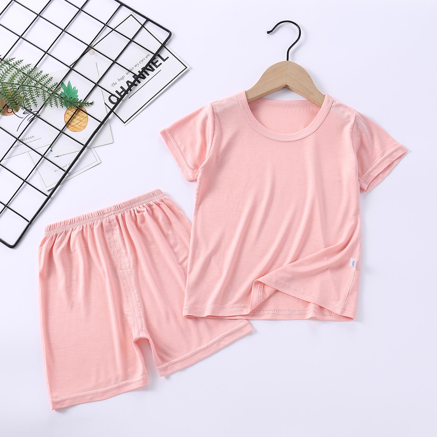 Spring Summer Baby Girls Clothes Pajamas Sets Kids Boy Modal Homewear Modal Nightwear Children s Indoor Clothing Pijamas Suit 12M 80 розовый
