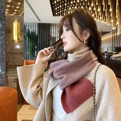 Damen Zweifarbiger Strickwollschal - Herbst/Winter Halswärmer, Koreanischer Stil, Vielseitig & Warm