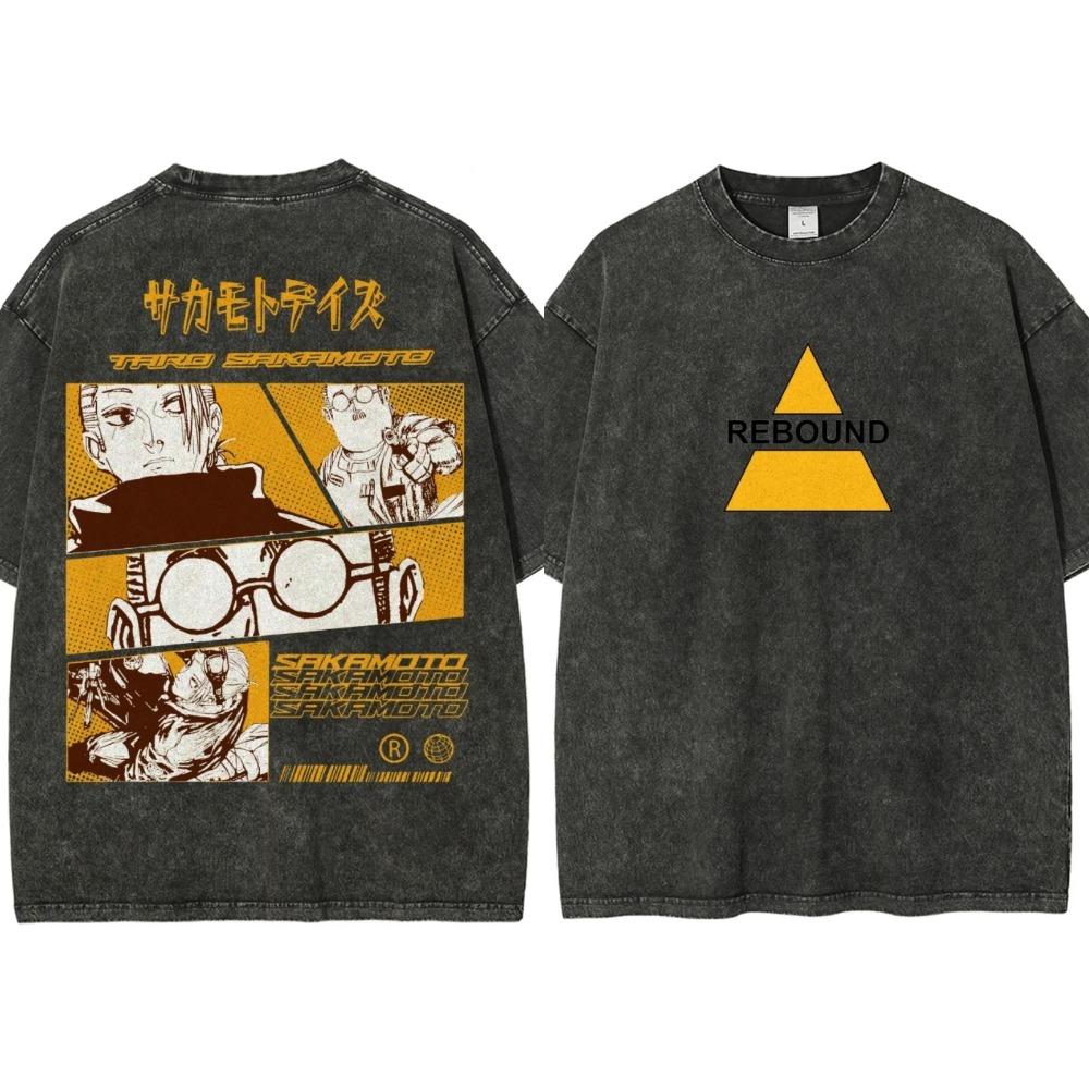 Anime Washed Vintage Sakamoto Days Women Men Fashion Hip Hop Oversized T-shirts Summer Cotton Comfort Female T Shirt Top