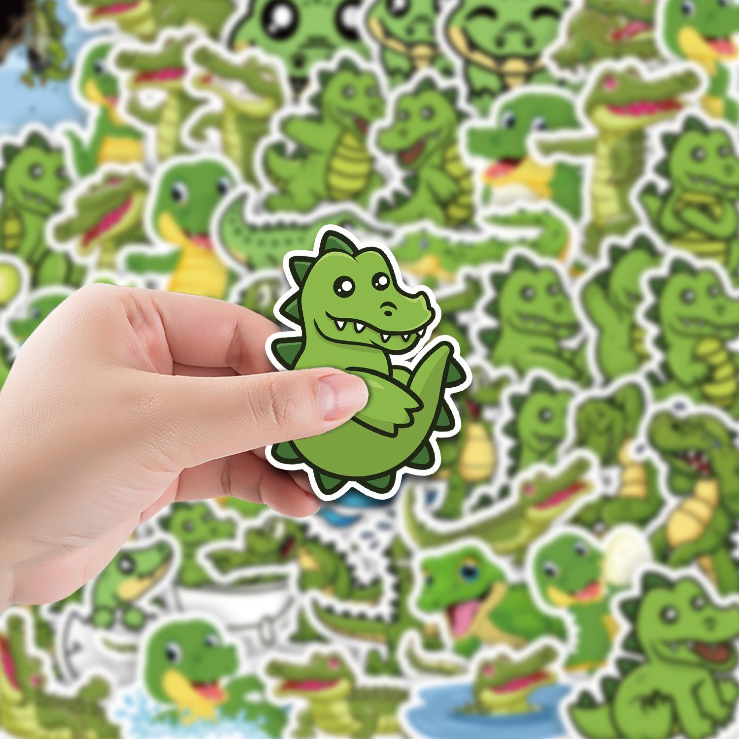 

50 Маленьких Мультяшных Наклеек с Крокодилами Наклейки для Украшения Мобильного Телефона Ноутбука Водяной Кружки Водонепроницаемые Креативные Наклейки для Рукописных Заметок