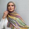 Ramadan Watercolor Modal Hijab Women Bohemian Watercolor Soft Muslim Hijabs Floral Breathable Shawl Wrap Scarf Headscarf Warm