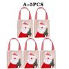 Christmas Candy Apple Pouch Santa Snowman Print Gift Bag Natural Jute Fabric Reusable Holiday Party Favor Storage