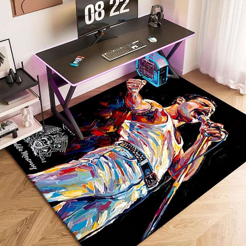 1pc Freddie Mercury album poster Carpet Rug for Living Room Bedroom Home Sofa Decoration,Kids play Non-slip Floor Mat
