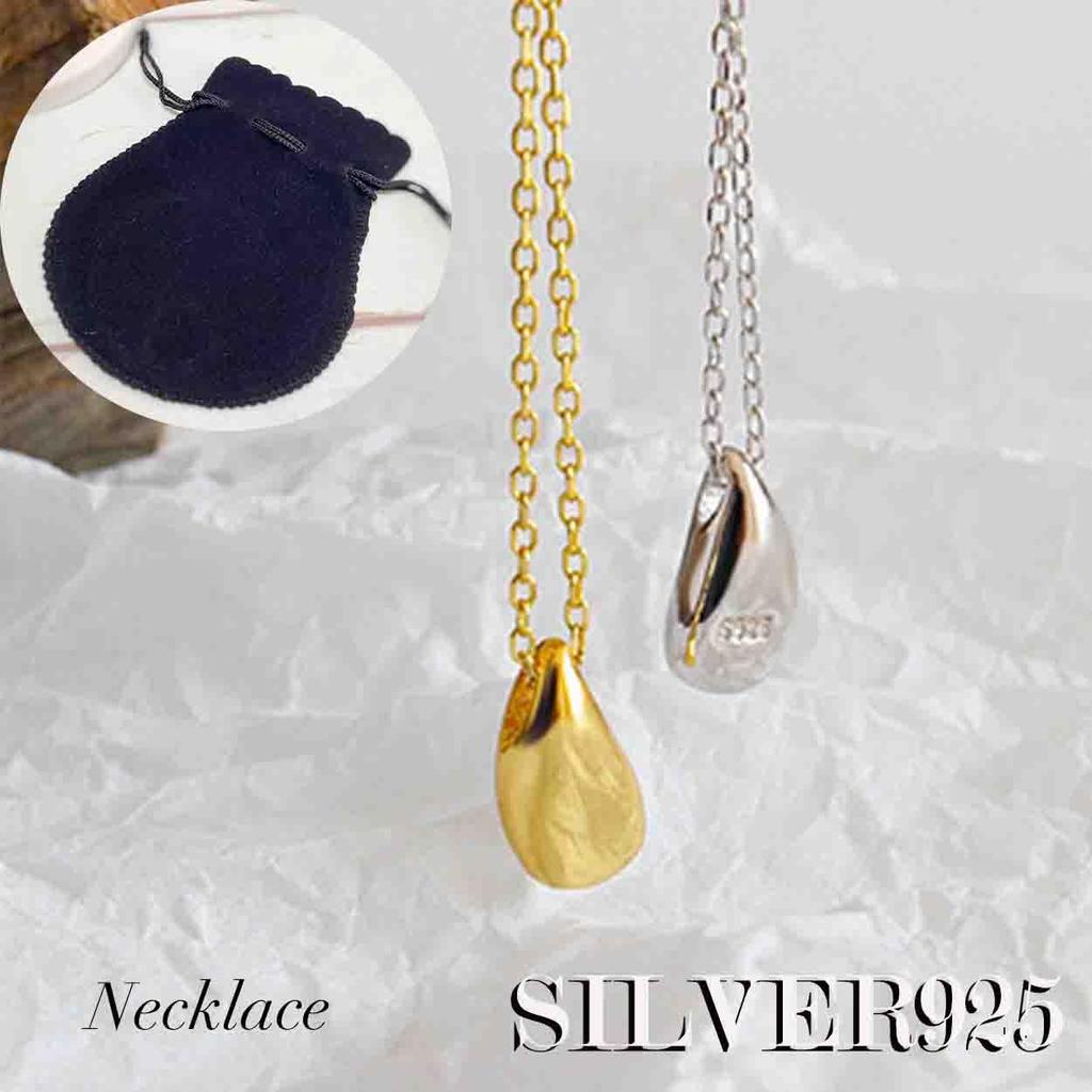 This Genuine 925 Sterling Silver 18K Teardrop Charm Necklace Features a Minimalist Design and a Small It Comes with a Drawstring Pouch and Is a