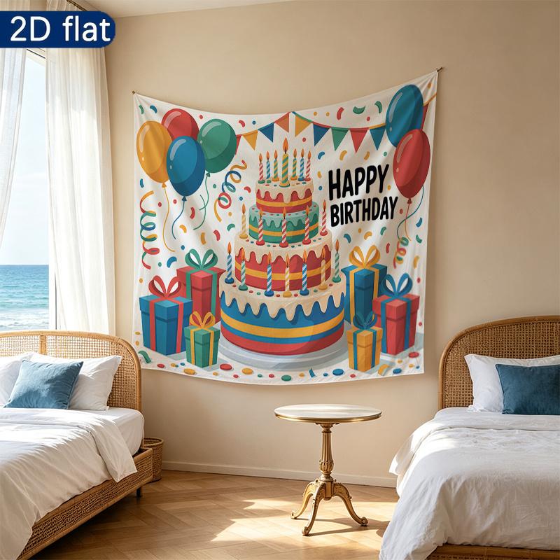 Colorful Balloon Party Backdrop 1pc - Polyester Party Decor