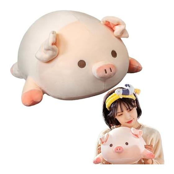 EU SOU Pig Cushion Pig Body Pillow Stuffed Toy Large Extra Large Fluffy Chewy Sleeping Pillow Animal Nap Pillow (40cm, Wide Eyes)