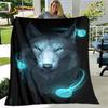 3D Wolf Spirit Fenrir Moon Dream Animal Blanket,Flannel Blanket Throw Blanket,Warm Blanket for Living Room Bedroom Beds Sofa