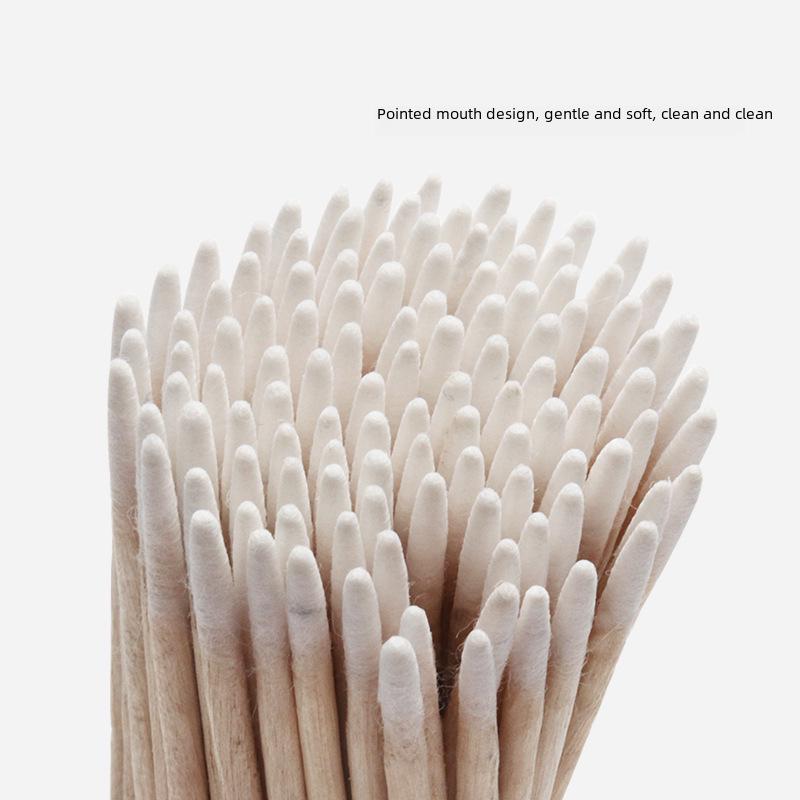 Pack of 100 Disposable Pointed Cotton Swabs, Embroidery Cosmetic Sticks, Korean Wooden Stick Cotton Swabs