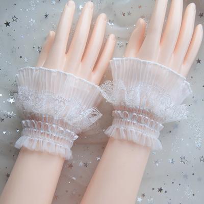 1 paar Frauen Spitze Stretch Handfesseln Armband Rüschen Abnehmbare Gefälschte Hülse