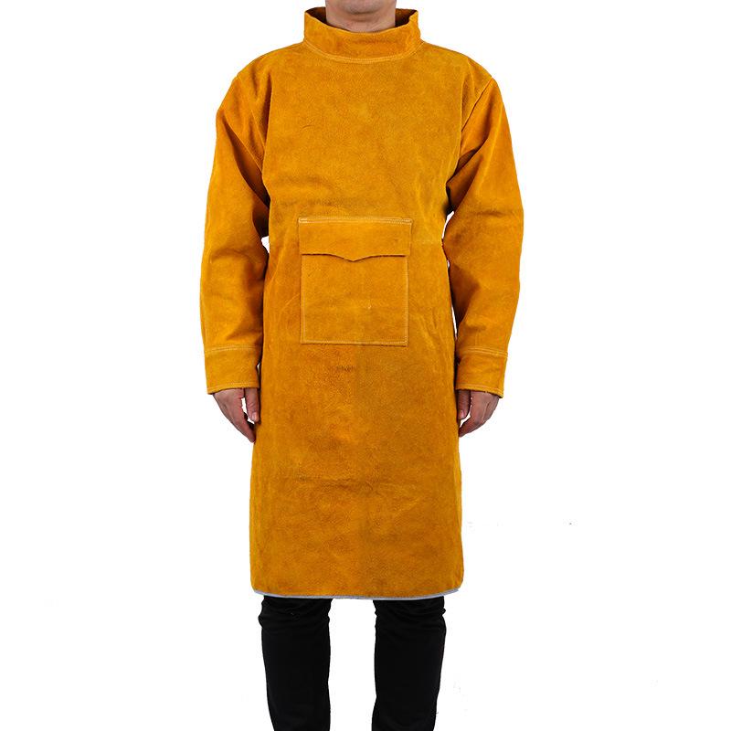Cowhide Welding Suit – Flame Retardant, Anti-Scald, High-Temperature & Wear Resistant Leather Apron for Welders.
