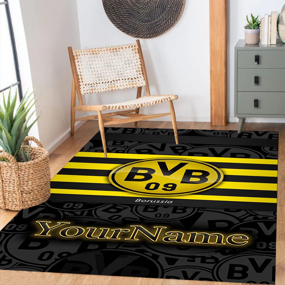 Borussia Dortmund Personalized Name Floor Rug Office Rug Perfect for Hallway Dining Room Dormitory Playrooms Antislip Carpet Decorate Offices