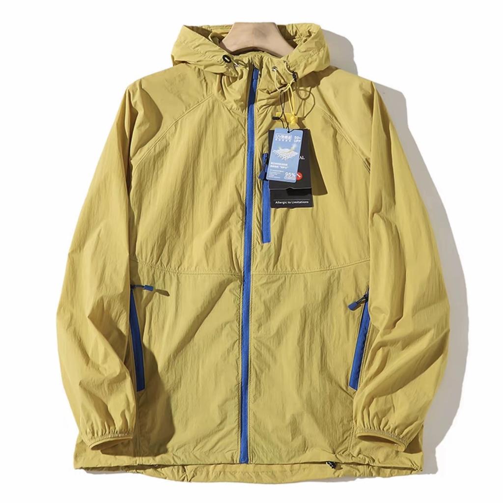 Outdoor Hooded Jacket Couple Matching Summer Sports Wear Men's Style Two-Way Zipper Waterproof Running Clothes