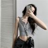 Solid Women's Vest Button Sexy Tops Sleeveless Black White Fashion Lady Tees