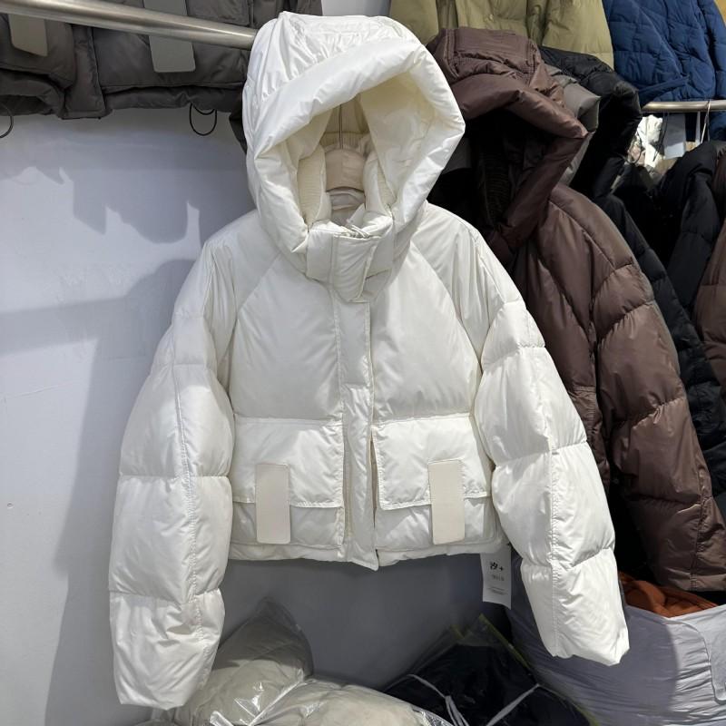 Womens Short Puffer Jacket Winter Warm White Duck Down Coat Slim Fit Stylish Hoodless Parka Cold Weather