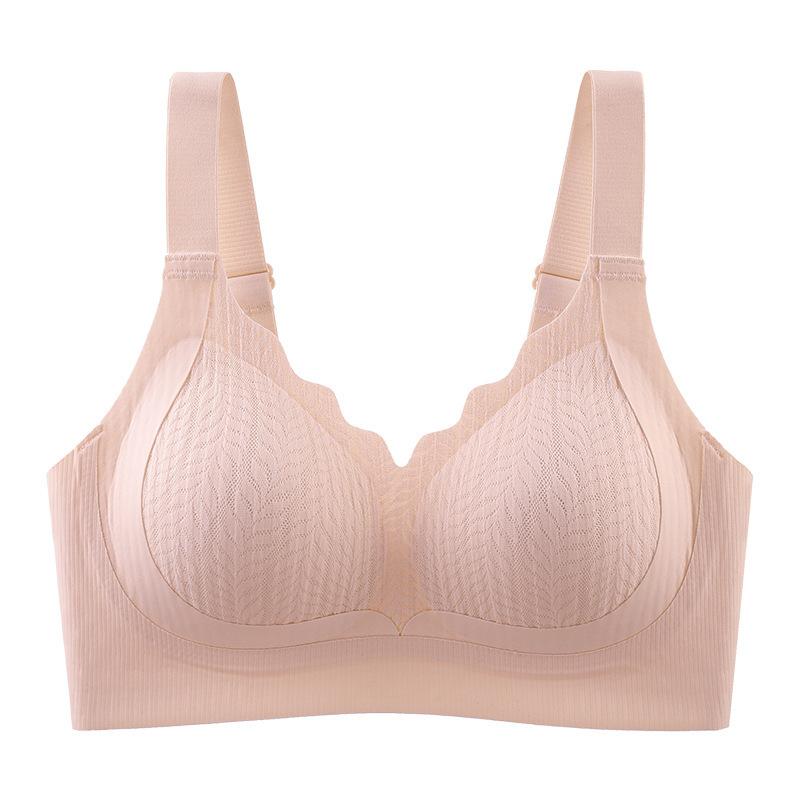Women Seamless No Steel Ring Fixed Integrated Cup Gathered Push Up Bra