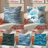 Wave Cliff Pattern Cushion Cover Linen Pillowcase Cover Soft Decor for Sofa Home Room
