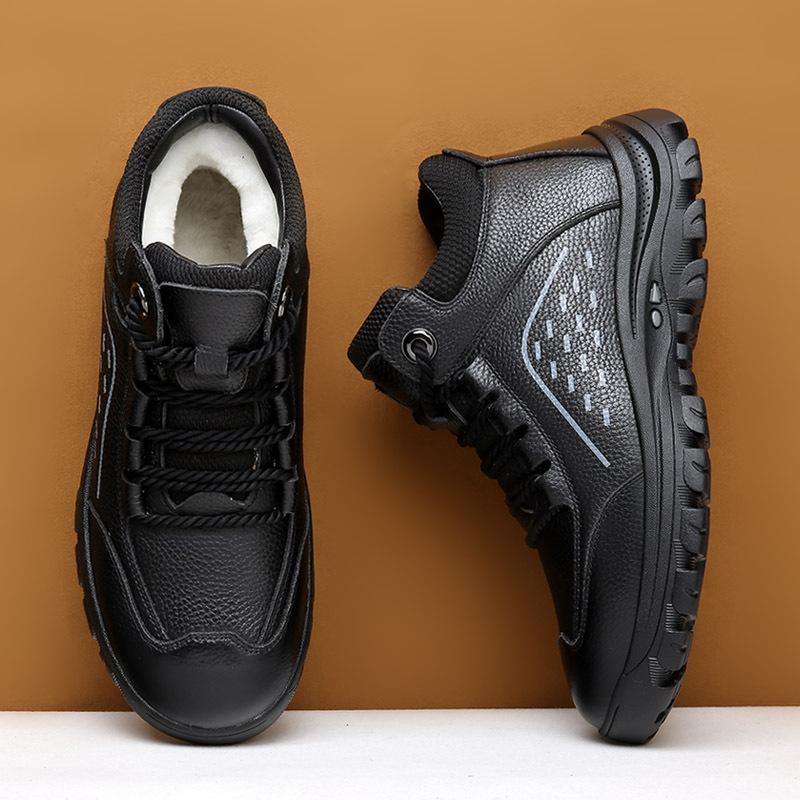 Winter Men's Boots Warm Outdoor Men Snow Boots Genuine Leather Outdoor Ankle Rubber Men Casual Sneakers Work Motorcycle Boots