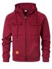 Men's Multi-Pocket Zip-Up Hooded Cardigan: European/American Style, Loose Fit, Stand Collar, Perfect for Spring, Autumn, Winter.