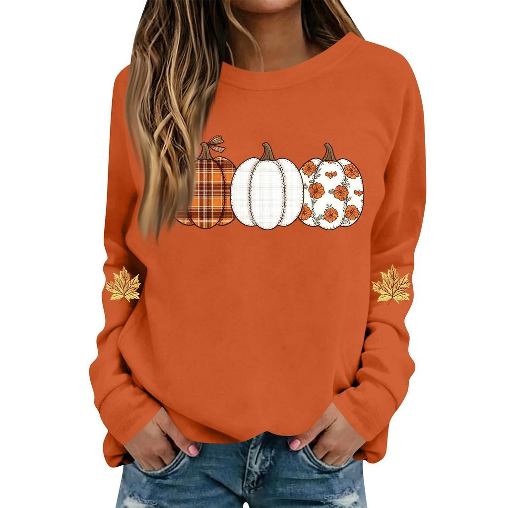 Women's Casual Long Sleeve Halloween Print Neck Top