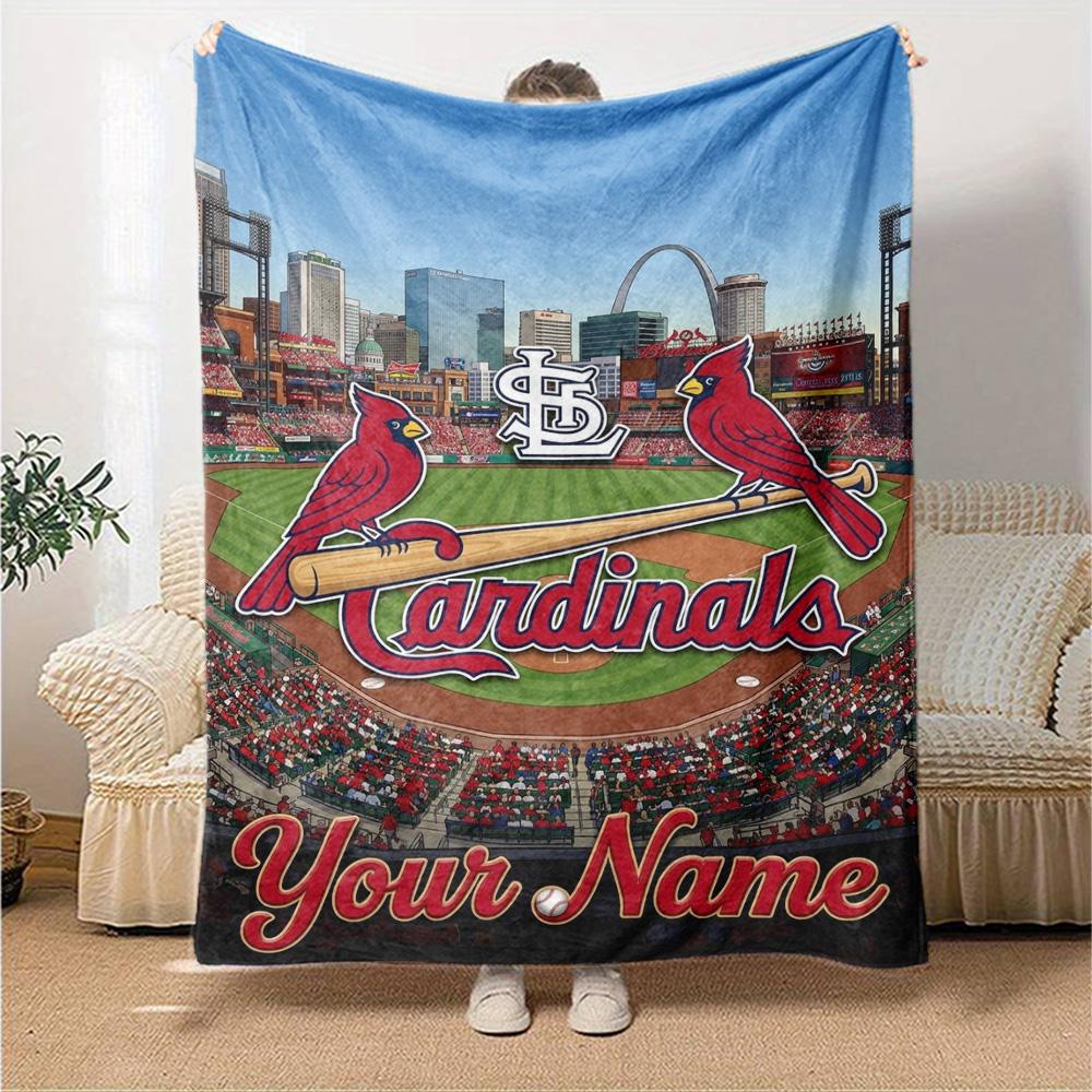 Name Custom St. Louis Cardinals Print Flannel Blanket High Quality Warm Comfortable Cover for All Seasons Perfect for Gifts Home Decor