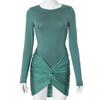 Fashion Sexy Slim Hip Pleated Waist Tight Dress Short Dress Women Sexy Bodycon Dress