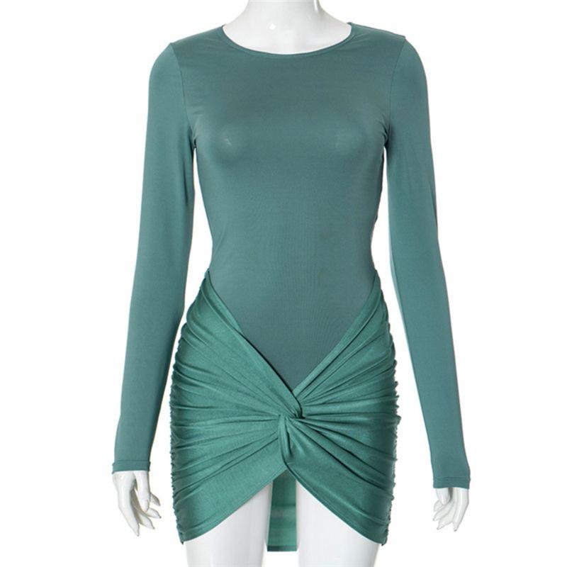 Fashion Sexy Slim Hip Pleated Waist Tight Dress Short Dress Women Sexy Bodycon Dress