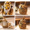 Simulated Tiger Plush Toy with Portable Bed Soft Fluffy PP Cotton Stuffed Giraffe Leopard Lion Animal Plushie Doll Home Decoration Kids Birthday Gift