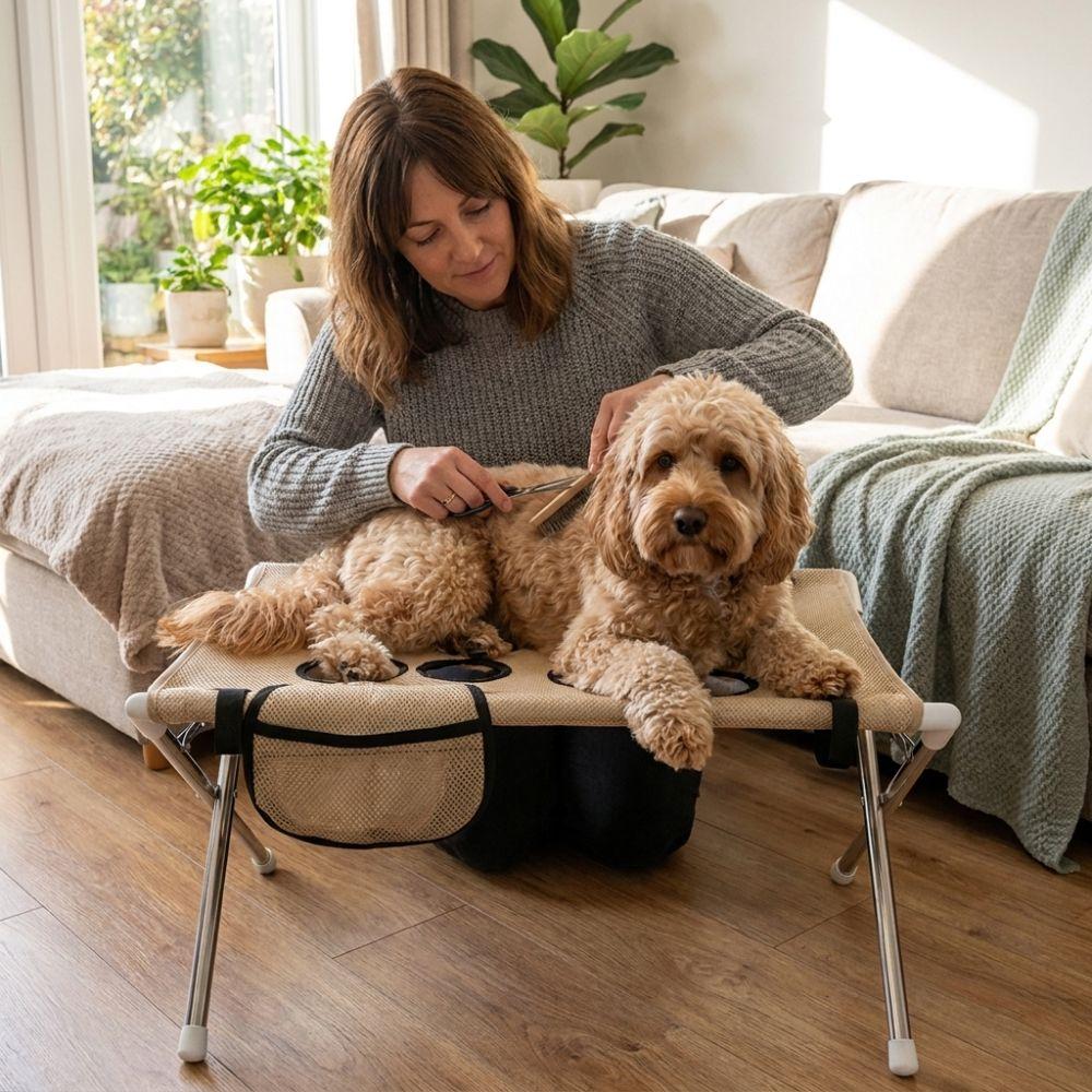 Anti-Tip Folding Pet Grooming Hammock Stainless Steel Frame Cat Nail Trimming Station Household