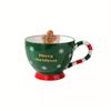 1 Stück Rot/Grün Cartoon Keramik Weihnachtsfrühstückstasse, Weihnachts-Serie Tasse Süße Tasse Halloween Keramiktasse Weihnachtsgeschenk Kreative Kaffeetasse, 500ml,