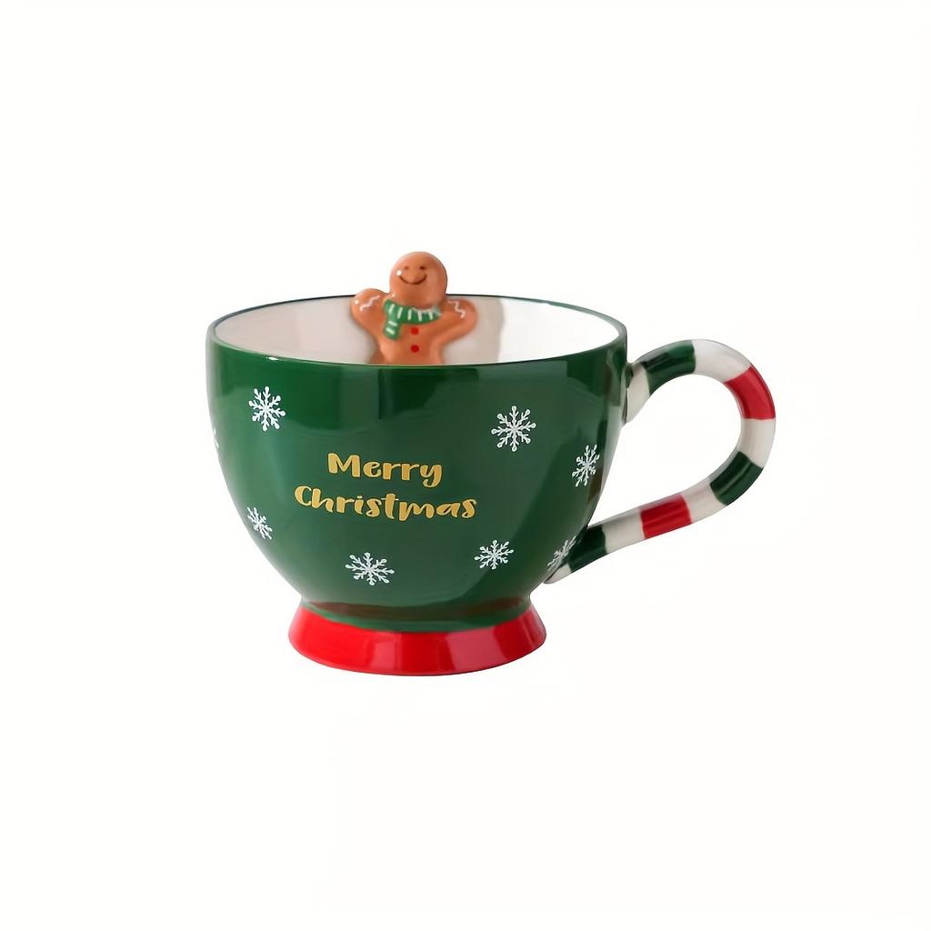 1 Stück Rot/Grün Cartoon Keramik Weihnachtsfrühstückstasse, Weihnachts-Serie Tasse Süße Tasse Halloween Keramiktasse Weihnachtsgeschenk Kreative Kaffeetasse, 500ml,