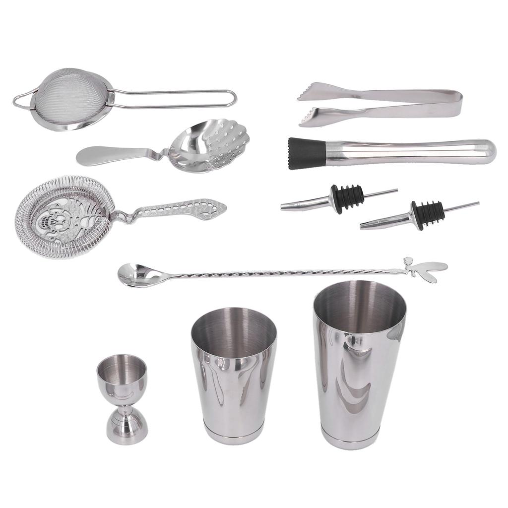 11PCS Cocktail Shaker Set Stainless Steel Drink Mixer Set Bar Cocktail Mixing Tool for