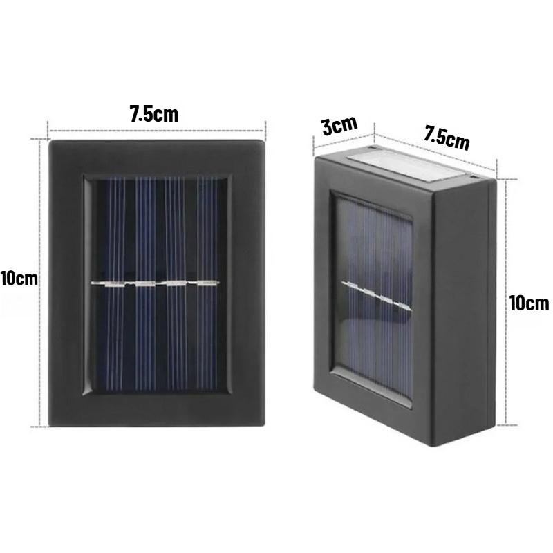 Spoturi solare sus-jos de exterior, Lampă de perete impermeabilă alimentată solar, Lumină decorativă cu lumina soarelui pentru grădină, terasă, curte, alei, peisaj stradal